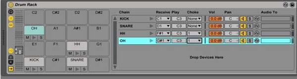 O suporte de tambor Ableton Live