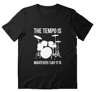 A t-shirt do baterista Tempo é o que eu digo