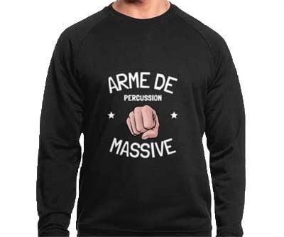 A t-shirt do baterista do Massive Percussion Weapons