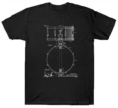 A T-Shirt de Tambor Vintage Patent Snare